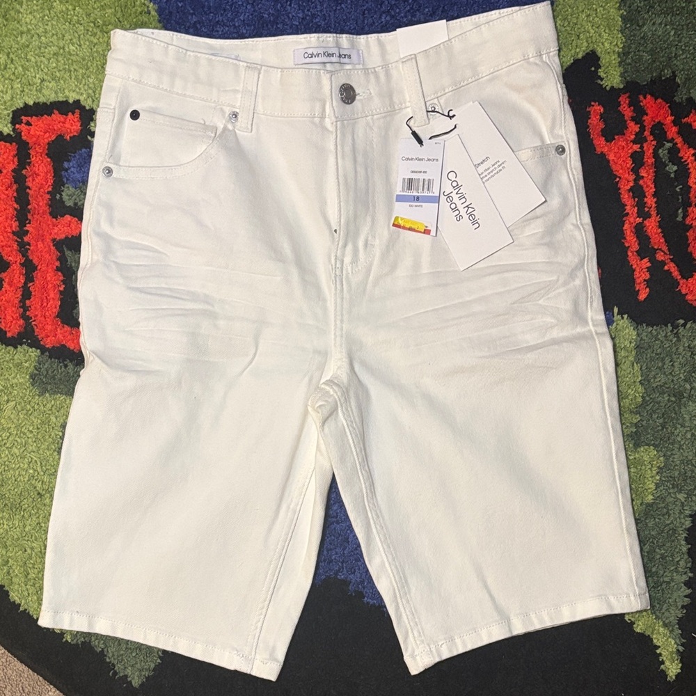Calvin Klein Men's White Jean Shorts
